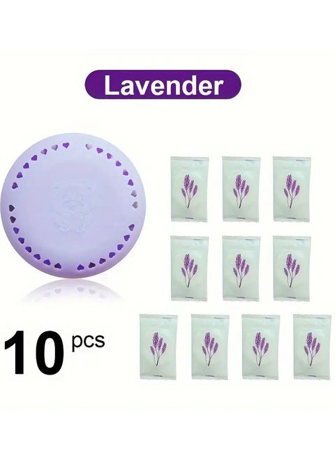 10pcs  Lavender Scented Air Freshener Tablets - Long-Lasting Odor Eliminator for Home, Car, Bathroom, Closet ,Compressed Solid Deodorizer with 1 Extra Shell