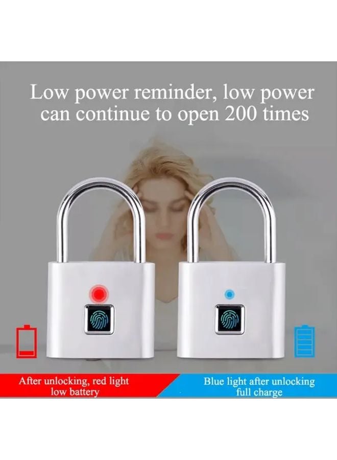 Black Mini Smart Fingerprint Padlock USB Rechargeable Waterproof Keyless Lock For Door Luggage Bag - Image 5