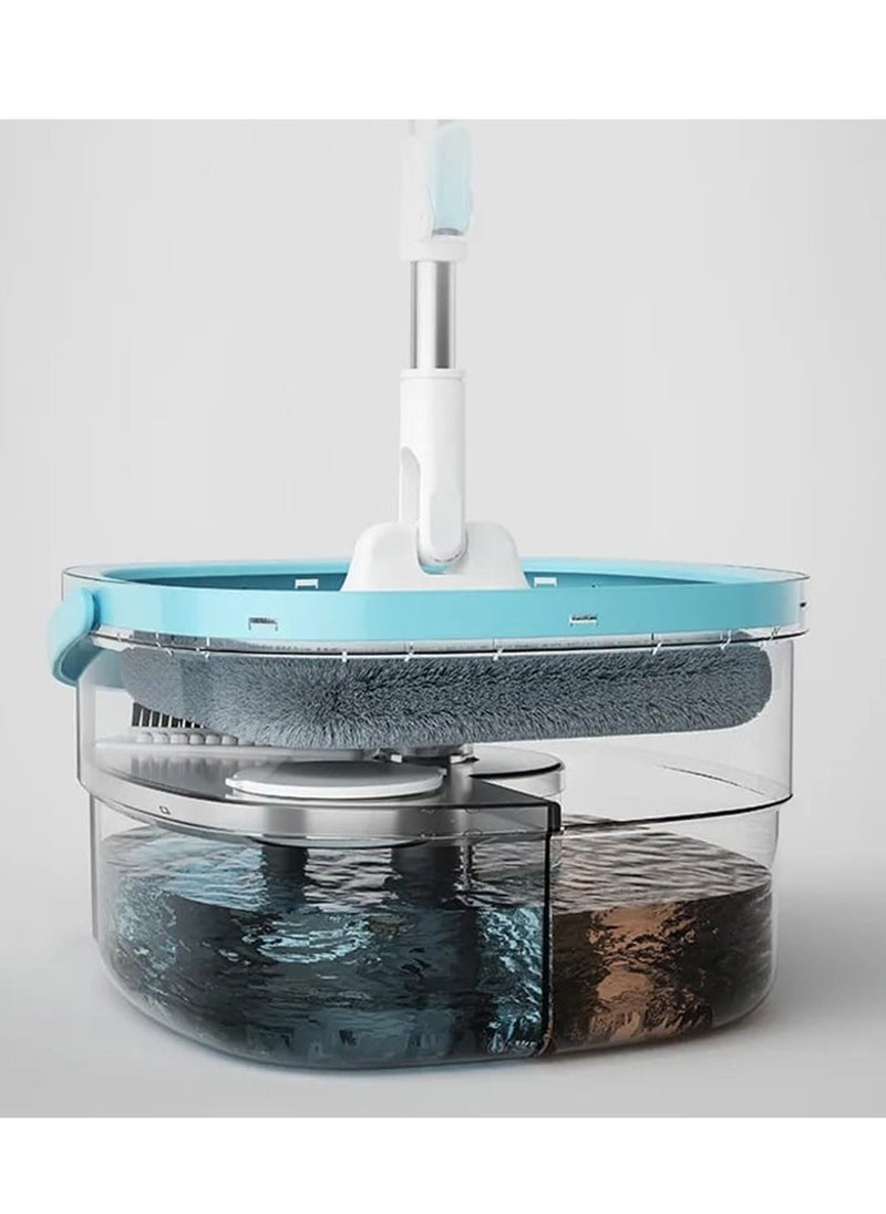 Generic - Kaigital Spin Mop and Bucket System with Separate Clean/Dirty, Spinning Mops for Floor Cleaning with Dry Wet Self Wringing, Microfiber Spin Mop with 2 Pads - Image 1