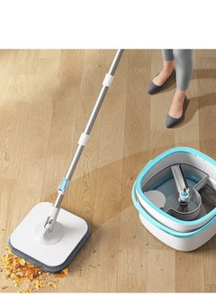 Kaigital Spin Mop and Bucket System with Separate Clean/Dirty, Spinning Mops for Floor Cleaning with Dry Wet Self Wringing, Microfiber Spin Mop with 2 Pads