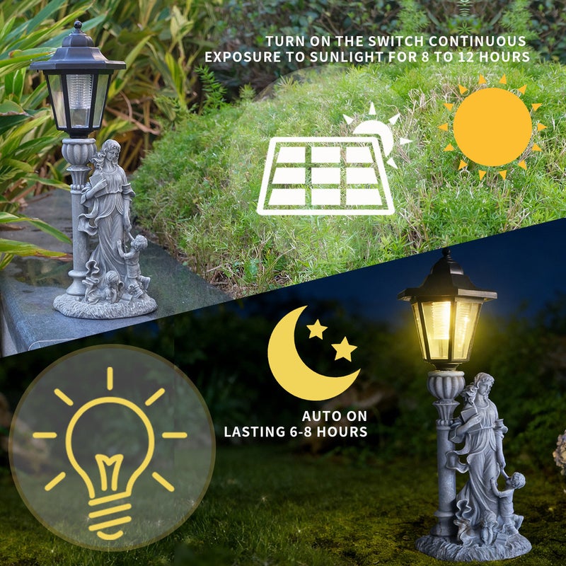 Creative Resin Mother and Child Figure Statue Outdoor Solar Light for Garden Sculpture Decor - Image 1