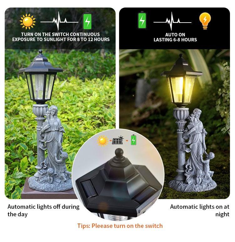 Creative Resin Mother and Child Figure Statue Outdoor Solar Light for Garden Sculpture Decor - Image 3