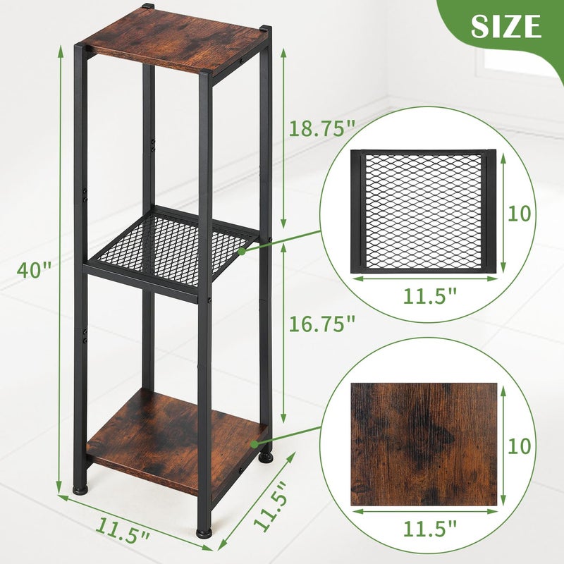 Dipion Extra Tall Plant Stand Indoor,40 Inch Plant Stands,3 Tier Metal Plant Stand with Heavy Duty Wood and Metal Mesh Shelf,Rustic Brown and Black - Image 5