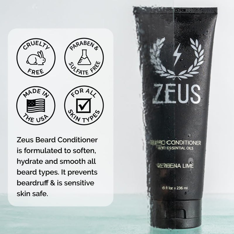 ZEUS Beard Conditioner Wash, Cleansing & Moisturizing Beard Wash with Green Tea & Natural Ingredients to Soften Facial Hair (Made in USA) Verbena Lime - Image 4
