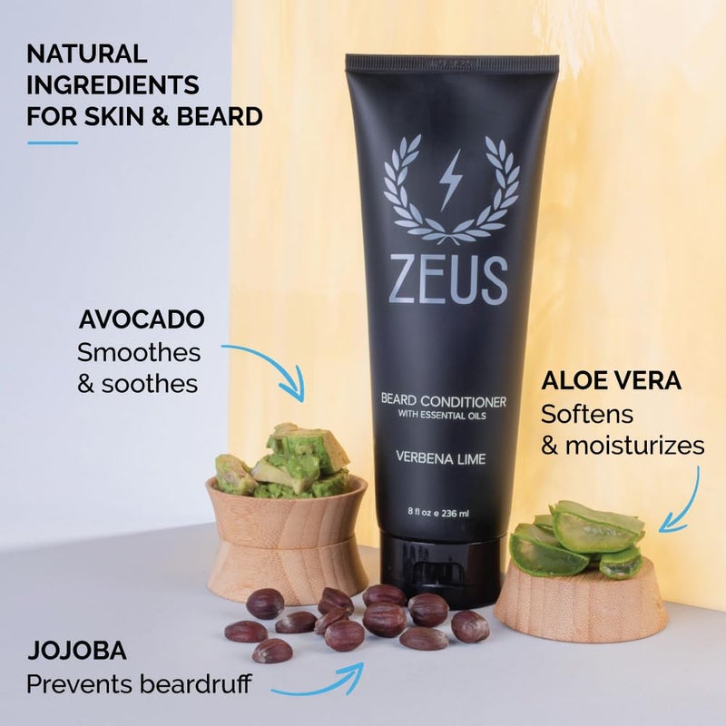 ZEUS Beard Conditioner Wash, Cleansing & Moisturizing Beard Wash with Green Tea & Natural Ingredients to Soften Facial Hair (Made in USA) Verbena Lime - Image 2