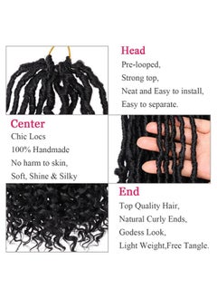 Leeven 7 Packs Faux Locs With Curly Ends 18 Inch Pre-Looped Goddess Locs Crochet Hair 84 Strands Natural Black Crochet Bohemian Soft Locs Braiding Hair Extensions With Curls For Women 1B#  - Image 1