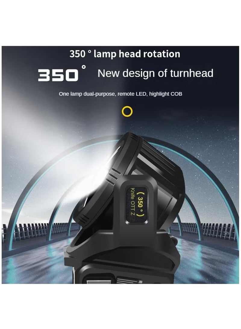 ZLH HITY 350000 Lumens Spotlight, Rechargeable Led Spotlight Flashlight with 350° Rotate Head, 9 Modes Super Bright Spot Lights Outdoor Handheld, IPX6 Waterproof Solar Flashlight for Emergencies - Image 4