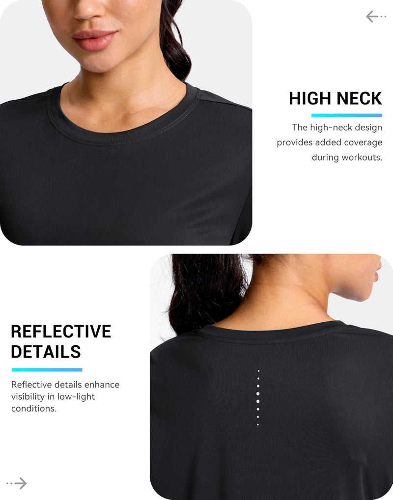 SANTINY Lightweight Long Sleeve Workout Tops for Women Breathable Yoga Gym Athletic Running Hiking Top UPF 50+ Sun Shirts (Black_S) - Image 5