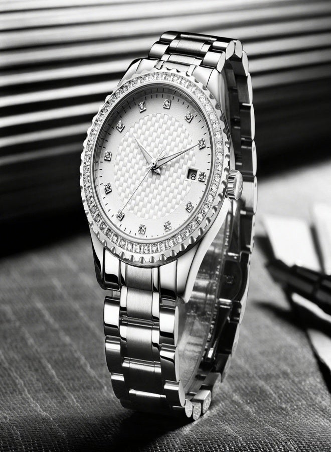 Tevise Men Fashion Automatic Mechanical Wrist Watch Luxury Diamond Calendar Waterproof Stainless Steel Watch - Image 5