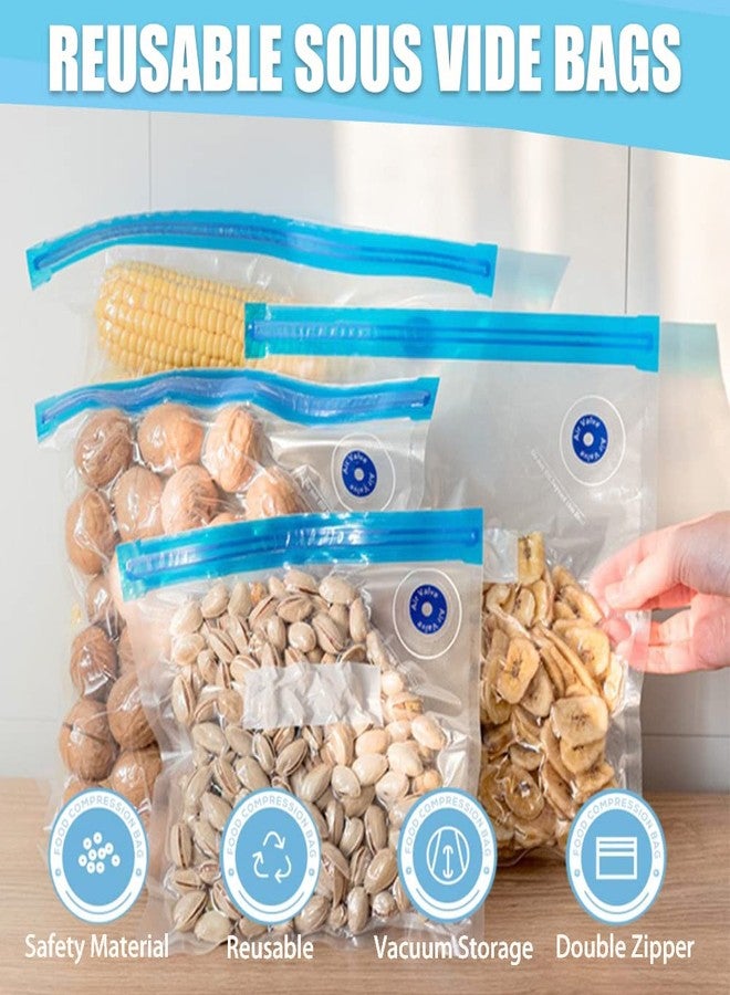 daarcin Sous Vide Bags 20pack Kit,Daarcin 3 Sizes Sous Vide Bag Kit with Pump-15 BPA Free Reusable Vacuum Sealer Bags-1 Hand Pump-2 Zipper Clips-2 Clamps for Food Storage and Sous Vide Cooking - Image 2