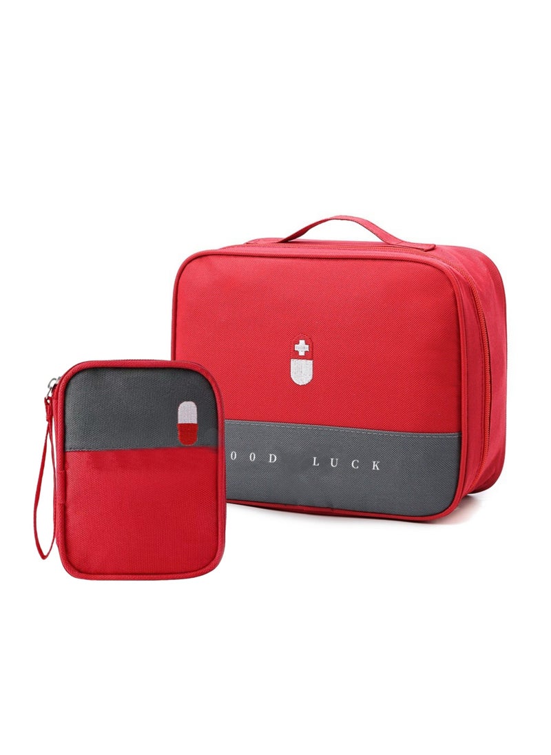 NOVOLAN - NOVOLAN Empty First Aid Bags, Versatile Travel Medicine Storage Pouches, Multifunctional Large and Small Organizers for Home and Travel, Durable and Scratch-Resistant, Smooth Zipper Closure, 2Pcs (red) - Image 1