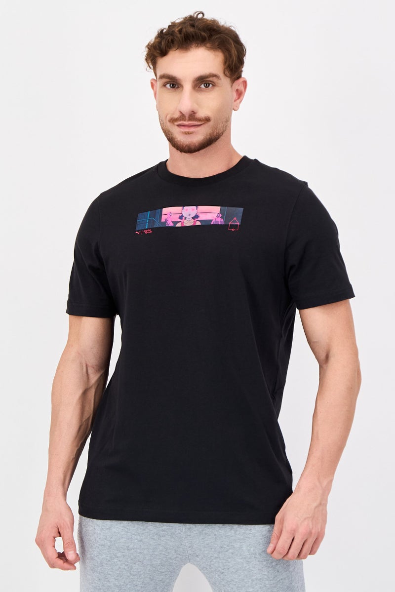 PUMA تي شيرت رياضي قصير الأكمام للرجال من بومة × لعبة الحبار، أسود - Image 1