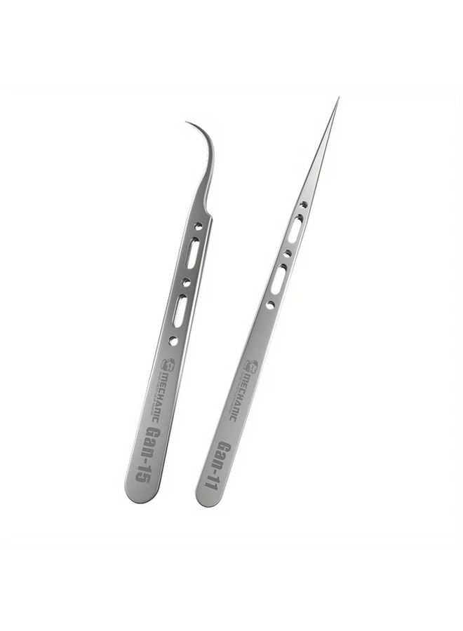 GAN 11 Extra Hard Non Magnetic Tweezers For Phone Repair High Precision Electronic Jump Wire Tool With Red And Blue Tips Durable Metallic Body For Curling And Bending No Power Required - Image 4