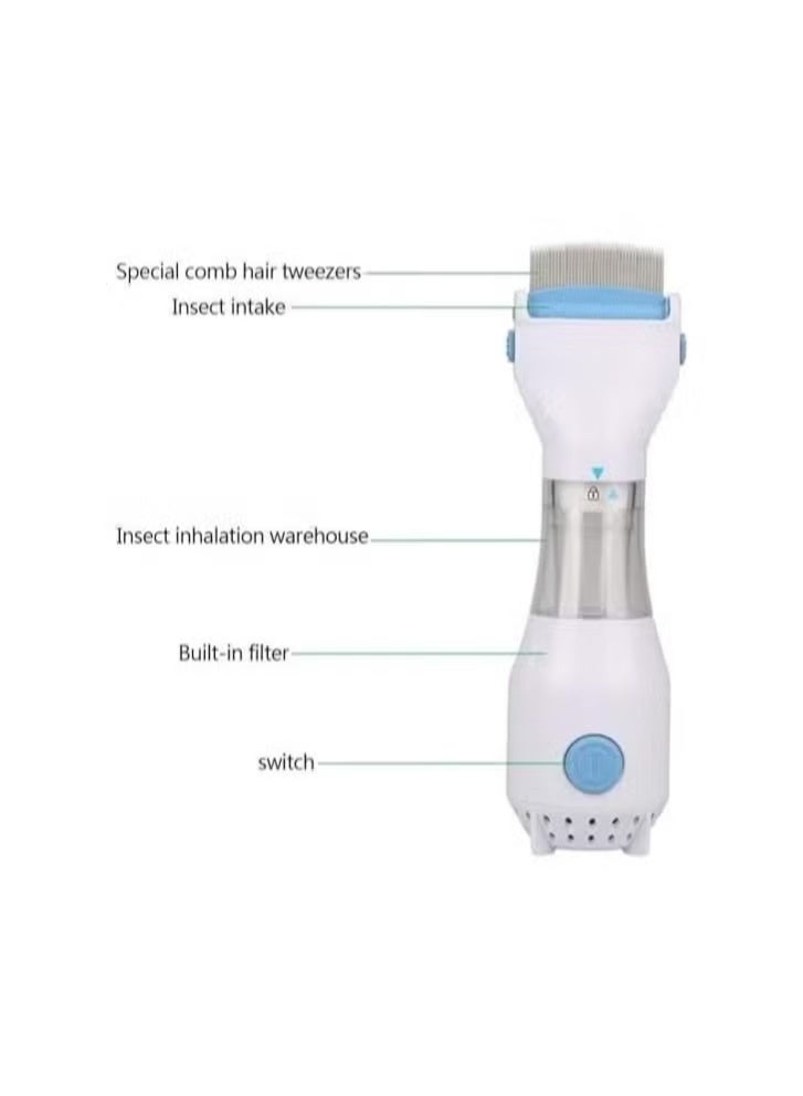 Smart Fitter Electric Head Lice Vacuum Comb, Fast Lice Removal Hair Cleaner, Electric Lice Comb, Convenient for Home Use, Easy Cleaning (White) - Image 2