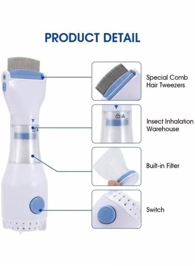 Smart Fitter Electric Head Lice Vacuum Comb, Fast Lice Removal Hair Cleaner, Electric Lice Comb, Convenient for Home Use, Easy Cleaning (White) - Image 4