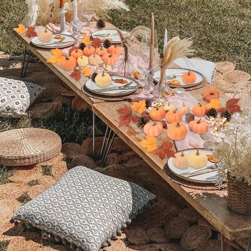 Ghrdopy 22 PCS Pumpkin Decor - Fall Decorations Plastic Pumpkins for Autumn Decorating Kit Halloween Thanksgiving Party Supplies - Image 5
