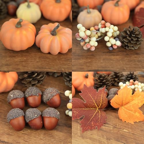 Ghrdopy 22 PCS Pumpkin Decor - Fall Decorations Plastic Pumpkins for Autumn Decorating Kit Halloween Thanksgiving Party Supplies - Image 4