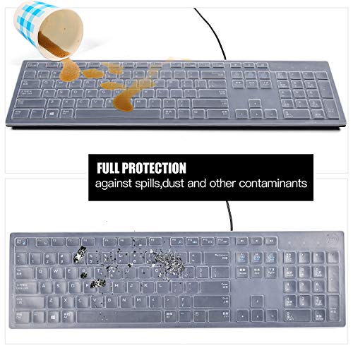 iKammo Keyboard Cover Skins Compatible with Dell KM636 KB216 Wired Keyboard & Dell Optiplex 5250 3050 3240 5460 7450 7050 & Dell Inspiron AIO 3475/3670/3477 All-in one Desktop(Black) - Image 5
