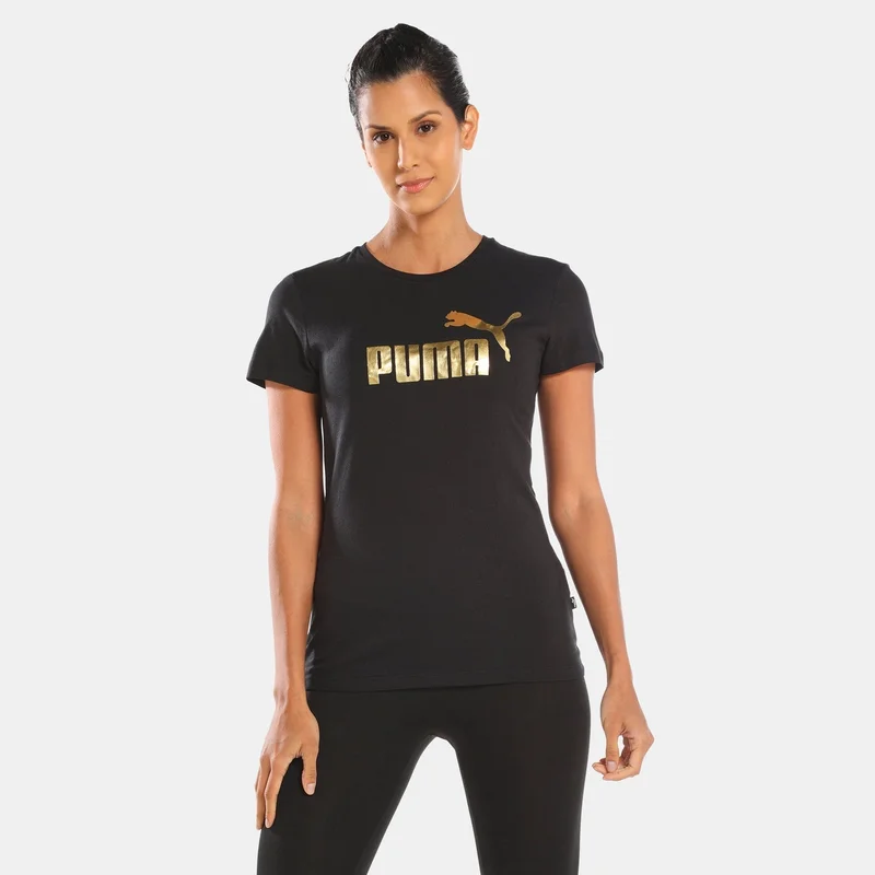 PUMA Women's Essentials+ Metallic Logo T-Shirt
