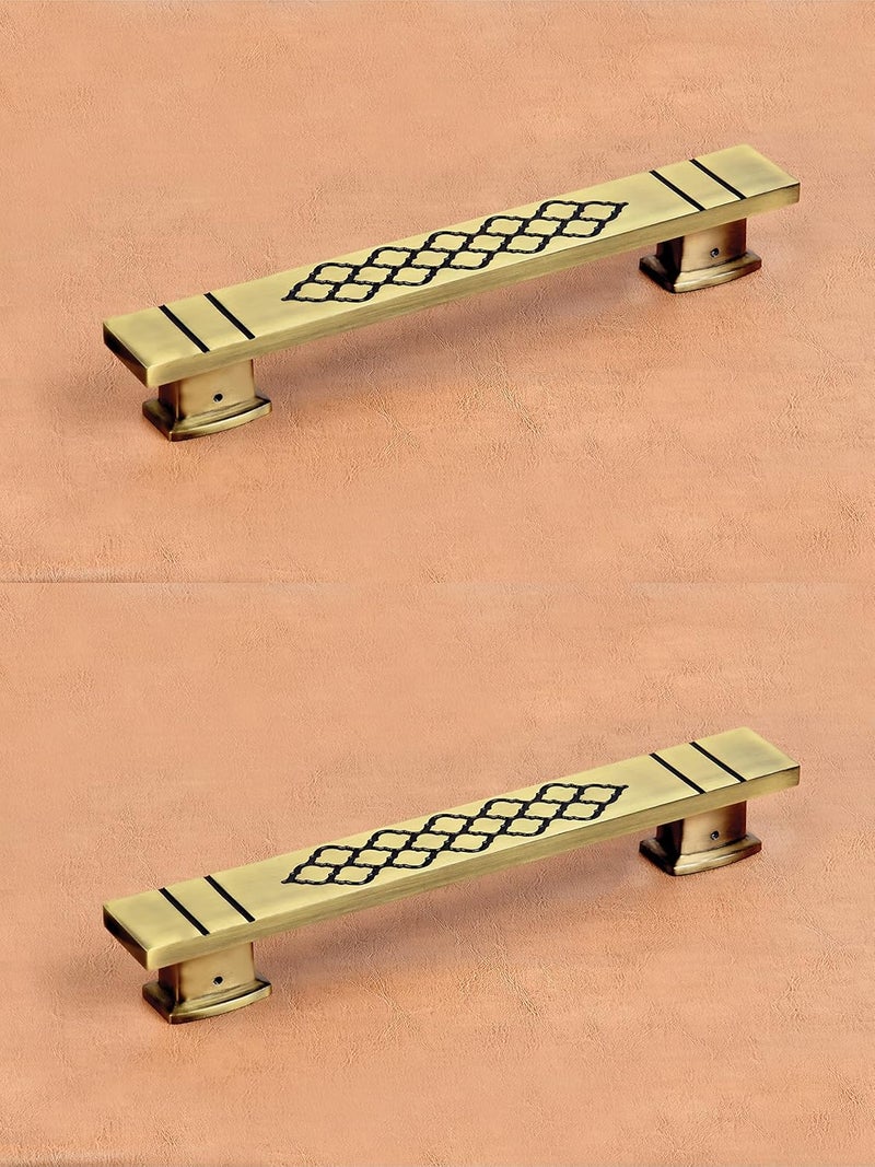 Indeed مجموعة مقبض باب نحاسي بتشطيب عتيق للمنزل 12 بوصة عبوة من 2 تصميم 14 - Image 1