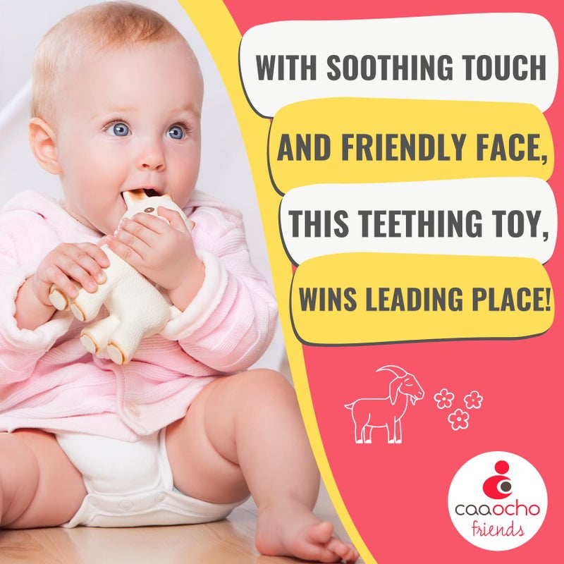 Caaocho Pure Natural Rubber Teething Baby Toy - Sola The Goat Teether For Babies  Bpa Free Baby Toy  All Natural Teething Toys For Babies 0-6  Safe And Fun Molar Teether Toy - Image 4