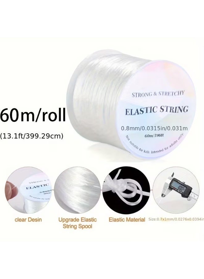 1PC White Elastic Beading Cord 60M | Strong Stretch String for Bracelet & Jewelry Making | Flexible Bead Thread for DIY Crafts, Necklaces, Bracelets, Handmade Accessories & Repairs - Image 1