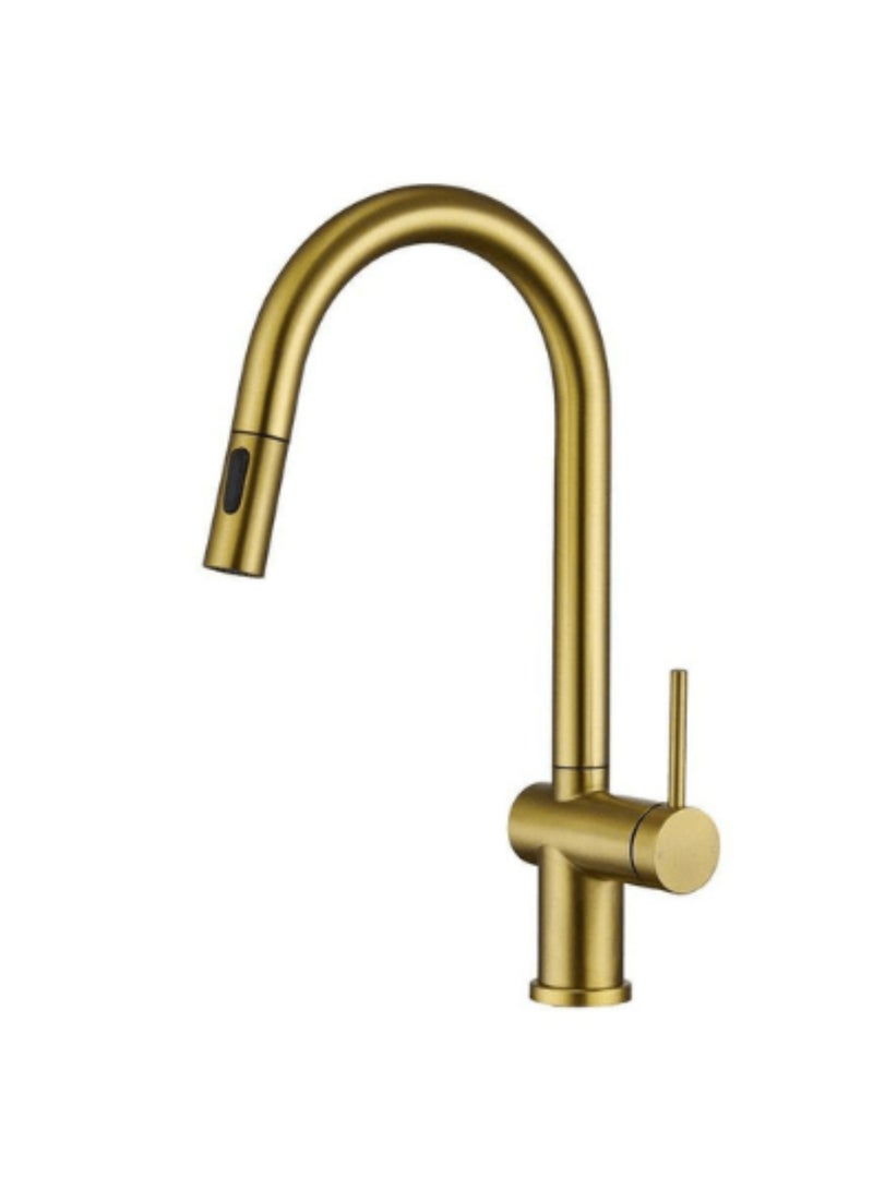 SUIZAK Kitchen Faucet with Pull Out Spray - SZF11804BG, Stainless Steel 304 Body & Handle, Brushed Gold Finish, Ceramic Cartridge (500K Cycles), 360° Rotation, Magnetic 2-Function Sprayer, Single Hole Installation - Image 1