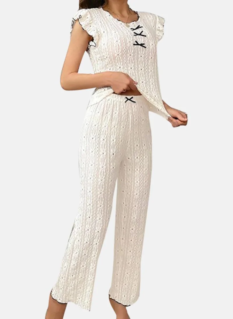 يونيكي Cream Solid Pyjamas & Top