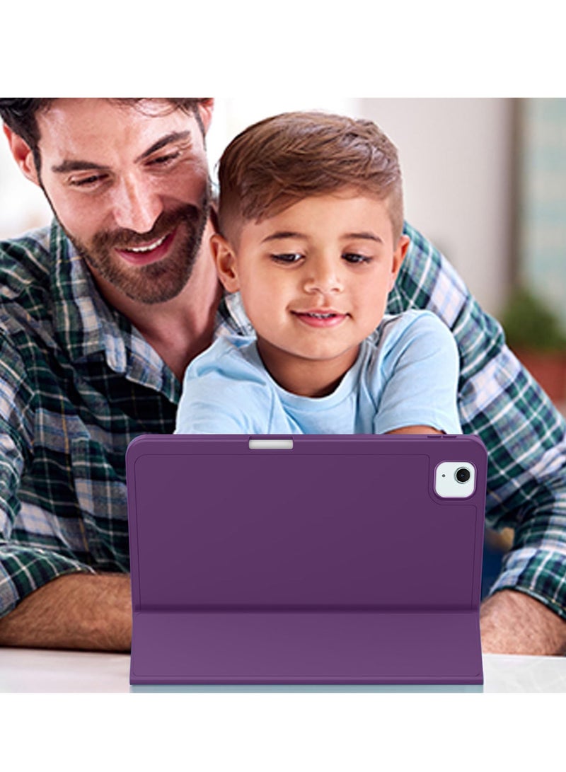 Wtech Apple iPad Air 13 5G 2024 13 inch / iPad Air 13 2025 Smart Flip Auto Awake/Auto Sleep Leather Texture with Pen Holder Case Cover - Eggplant Purple - Image 4