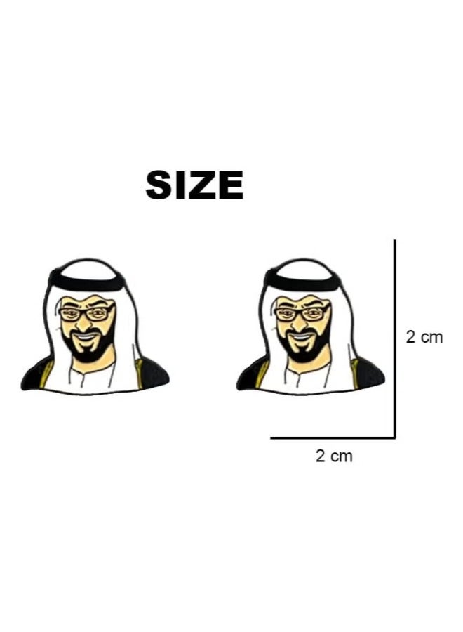 UAE King Sheikh Mohammed Bin Zayed Al Nahyan Image 2D Metal Sticker Badge 5 Pcs 2 cm - Image 2