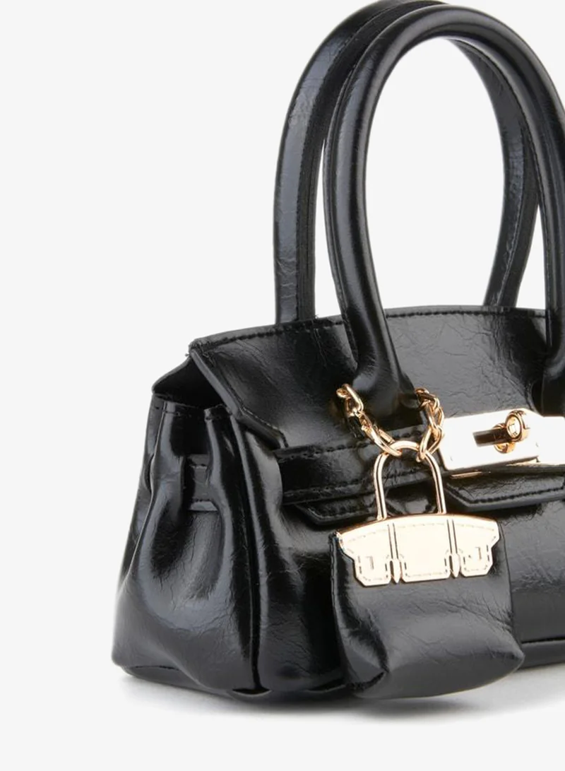 Women's Box Black Charm Gift Design Twist-Lock Closure Hand, Arm, and Shoulder Bag.