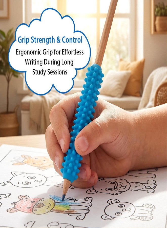 LUSTRIB 4 Pcs Textured Silicone Pencil Grips, Sensory Fidget Pencil Sleeves for Adults, ADHD & Autism Anxiety Relief Tools for Classroom & Home - Image 3