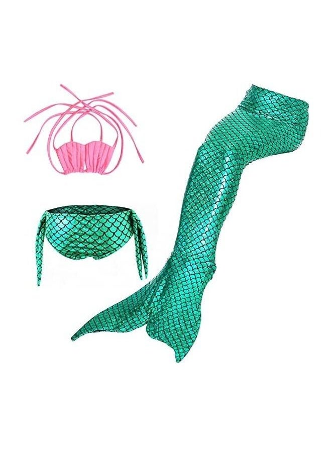 Cutie Cute Mermaid Tail Swimsuit Set 3 Pcs for Toddler Big Girls Birthday Gift, Without Fin(2-12 Years)  - Image 1