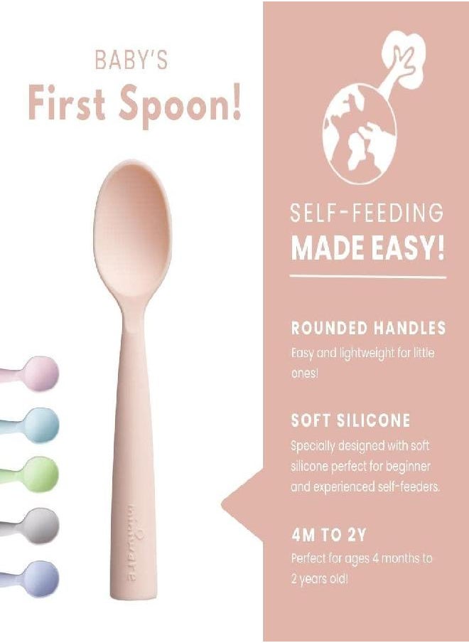 Miniware Miniware Training Spoon Cutlery Set with Case for Baby Toddler Kids - Promotes Self Feeding | 100% Food Grade Silicone | BPA Free | Modern & Durable Design | Dishwasher Safe (Cotton Candy and Toffee)  - Image 2