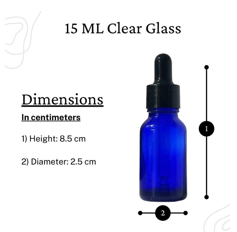 VOW 15 ML Blue Round Empty Glass Bottle Glass Dropper Black Ring Silicone Black Teat Refillable Reusable Leak Proof for Essential Oils PerfumesPack of 9 - Image 4