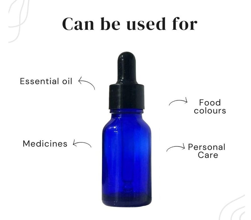 VOW 15 ML Blue Round Empty Glass Bottle Glass Dropper Black Ring Silicone Black Teat Refillable Reusable Leak Proof for Essential Oils PerfumesPack of 9 - Image 2