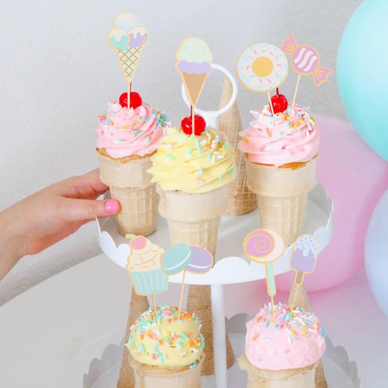 HIKLO Sweet Dessert Cupcake Toppers - Sweet One Cake Toppers, Donut Ice Cream Candy Birthday Party Decorations, Sweet Dessert Cake Decorations, Sweet One Cake Smash Photo Propsï¼ˆ8Pcsï¼‰ - Image 4