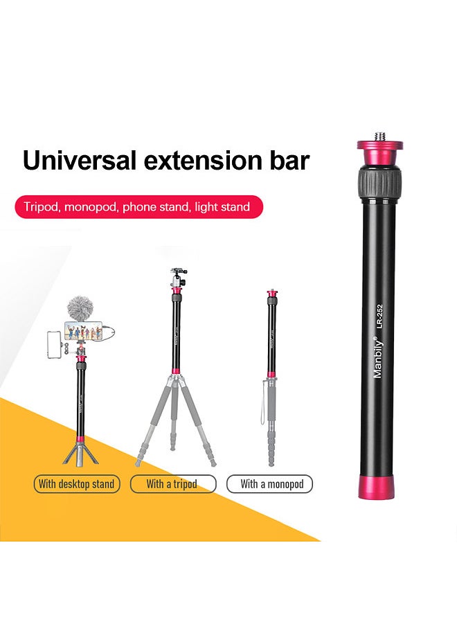Manbily - Manbily LR-252 44.5cm/17.5in Extension Rod Aluminum Alloy 5kg/11lbs Load Capacity 2 Sections with Universal 1/4in & 3/8in Threaded Screw for DSLR SLR Camera Stabilizer Ball Head Tripod Phone Clamp - Image 1