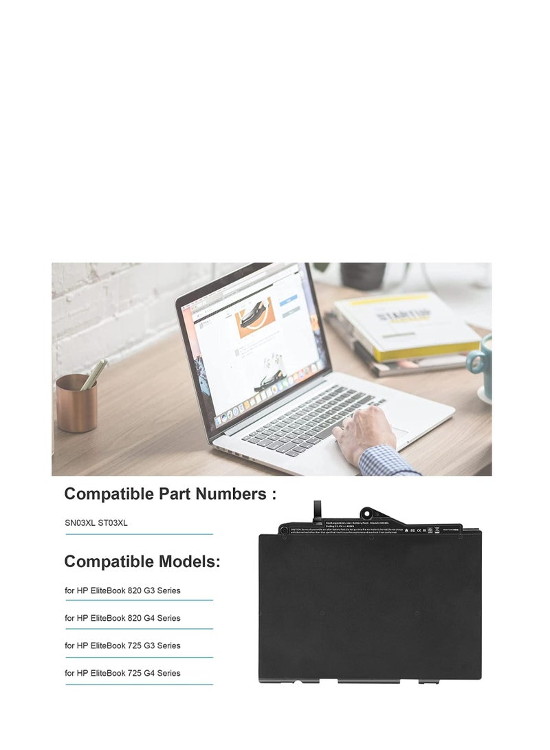 Terabyte بطارية SN03XL ST03XL 11.4V 44Wh متوافقة مع //HP..) EliteBook 820 G3 EliteBook 820 G4 EliteBook 725 G3 EliteBook 725 G4 سلسلة - Image 5