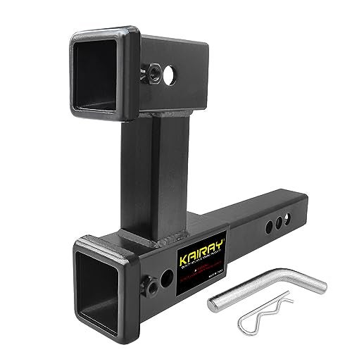 KAIRAY 114 inch to 2 inch Hitch Adapter Trailer Hitch Extension Riser with 4 inch Rise and 338 inch Drop for Class I and Class II Receivers