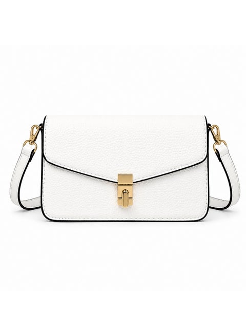 Elegant small women's leather shoulder bag with a gold metal clasp