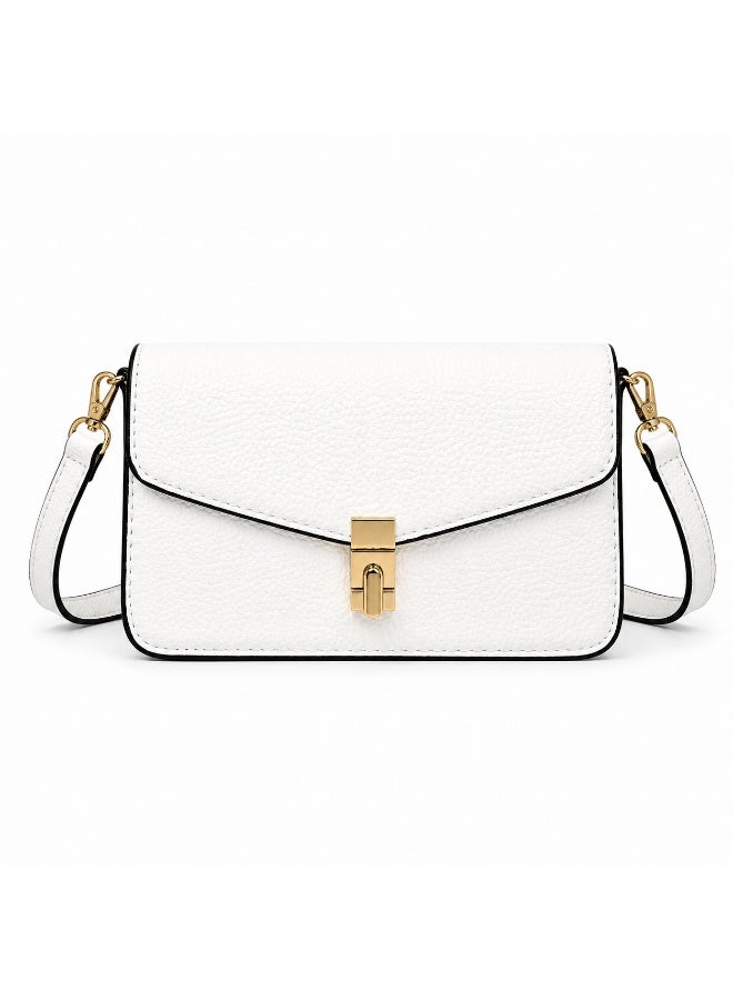 Elegant small women's leather shoulder bag with a gold metal clasp - Image 1