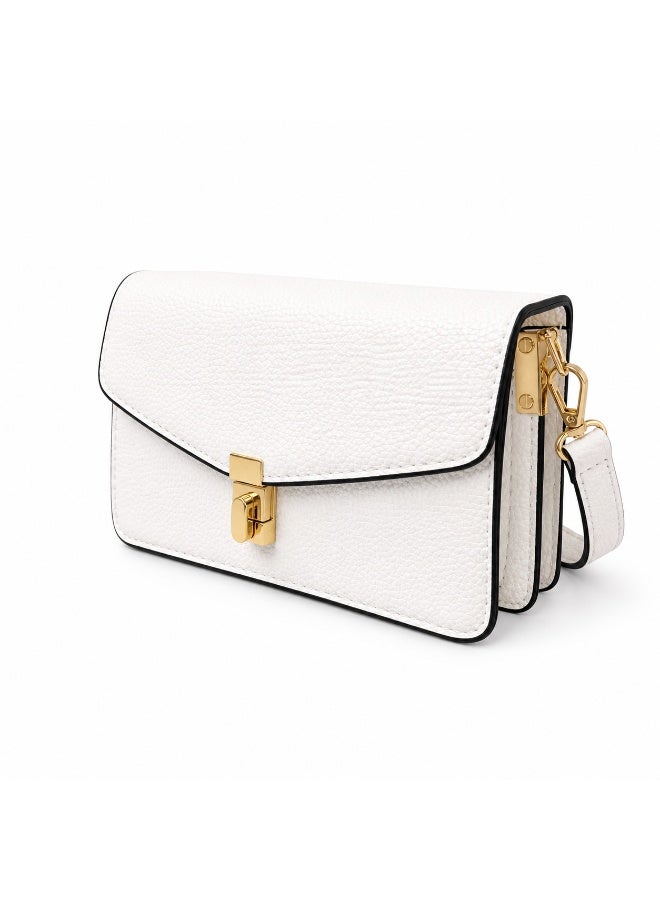 Elegant small women's leather shoulder bag with a gold metal clasp - Image 4