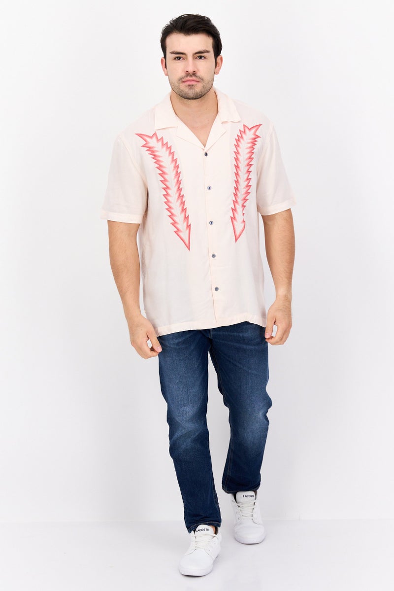 Wrangler Men Regular Fit Embroidered Short Sleeve Casual Shirts, Light Pink Combo - Image 4