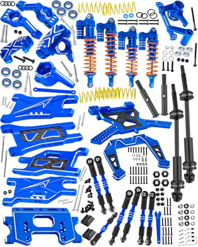 RcarmubWow RC Upgrades Part for 110 Slash 2WDDriveshaftsShock Absorbers Suspension Arms Turnbuckles LinksCaster Blocks Steering Block Stub Axle Carriers Shock Towers BulkheadNavy Blue - Image 1