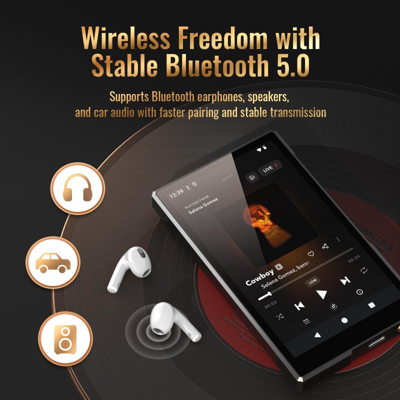 Luoran MP3 Player with Bluetooth and WiFi, Android MP4 Music Player with Spotify, Play Store, Freely Download and Install, 5" HD Displayed Touch Screen (Black) - Image 5