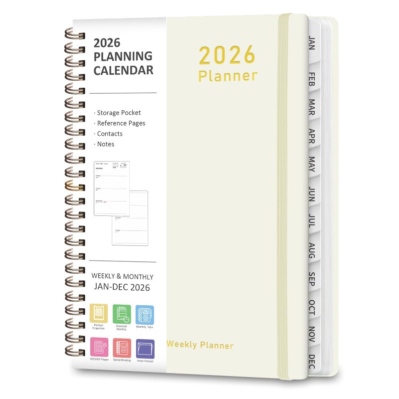 2026 Planner, Weekly and Monthly Calendar Academic Planner, Jan 2026 - Dec 2026, Planning Agenda Book for Desk Accessories and School Supplies - A5 (6.3'' x 8.5'')