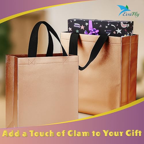 Evafly Gift Bag Medium Size Pack of 50 : L13 x W12 x D4 inch|Resuable Non-Woven Shiny Metallic Laminated|Haldi Return Gifts, Jute Bags for Return Gift,Return Gift For Birthday - Copper - Image 4