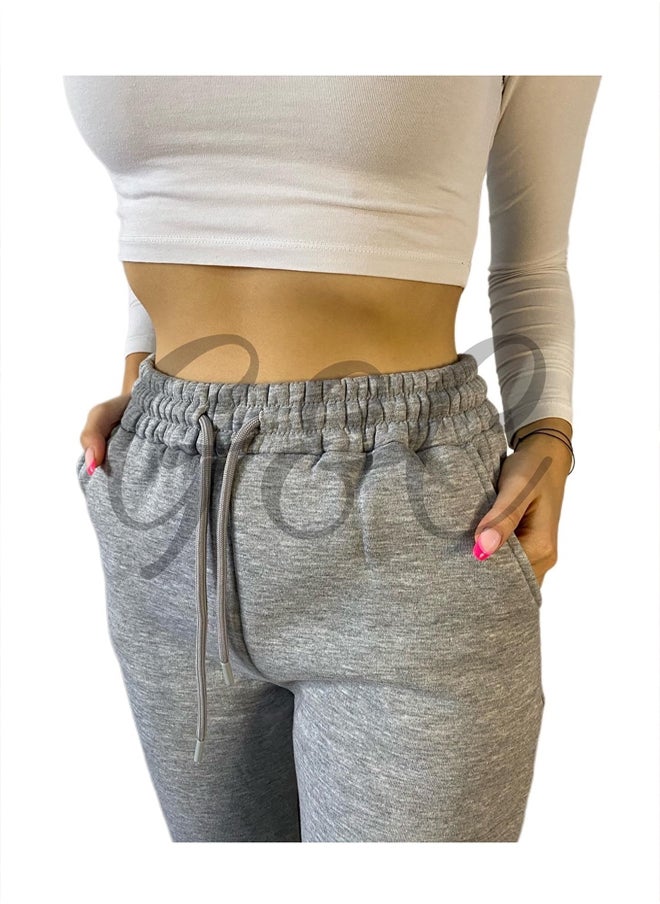 trendyol - Gray Melange Thick Fleece Inside Basic Knitted Sweatpants TWOAW22EA0468. - Image 1