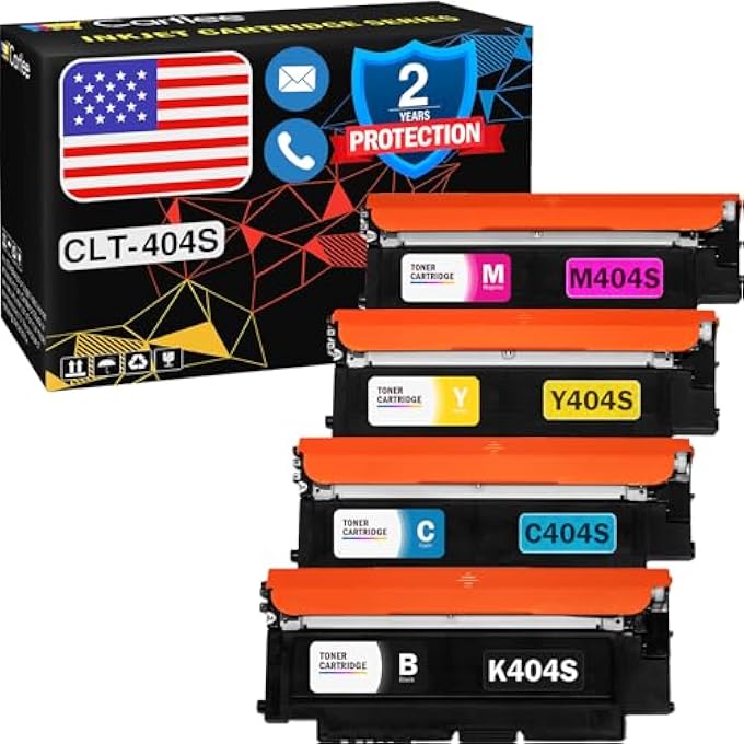 4 خراطيش حبر متوافقة بديلة لسامسونج CLT-K404S CLT-C404S CLT-M404S CLT-Y404S (1 أسود، 1 لكل لون) 404S 404 XPRESS SL-C430W SL-C480FW SL-C480W C430 Y404 K404 C480 EXPRESS - Image 1